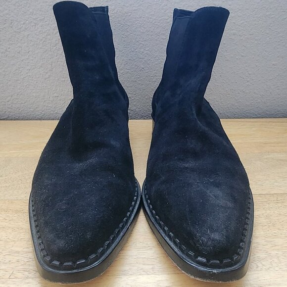 Vince Denver Western Chelsea Black Leather Ankle Boot Booties Womens 6.5 - Picture 2 of 11
